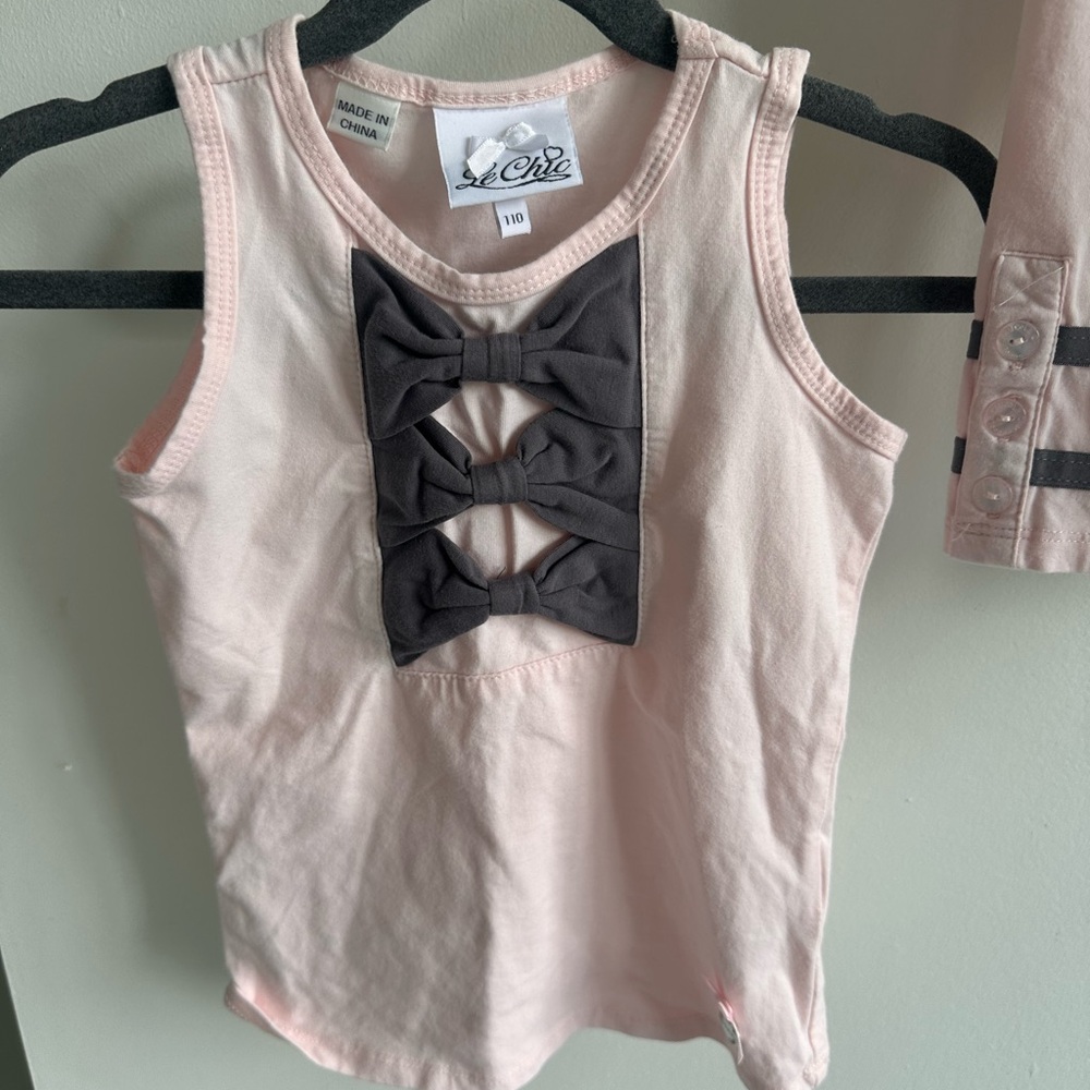 Chic Pink and Gray Matching Tank Top Set